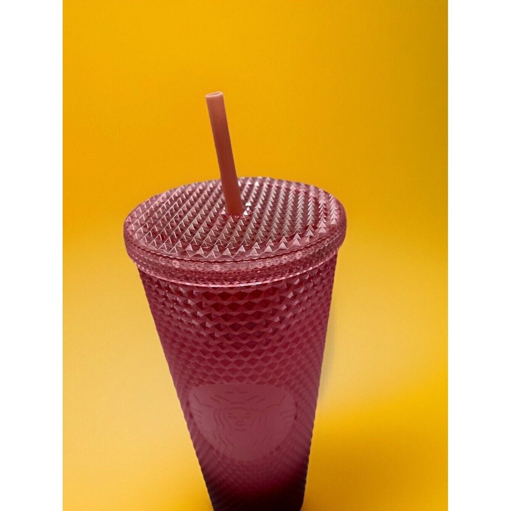 Starbucks 2022 Tumbler Cup Blush Pink Waxberry Ombre Gradient Studded 24oz Venti - Picture 2 of 10